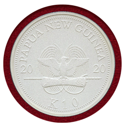 パプアニューギニア 2020年 10キナ 銀貨 極楽鳥 PCGS PR70Matte