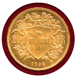 スイス 1930B 20フラン 金貨 アルプスと少女