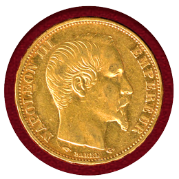 フランス 1856A 20フラン 金貨 ナポレオン3世 無冠