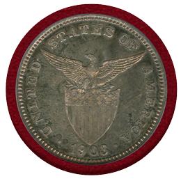 米領フィリピン 1903年 20センタボ 銀貨 女神立像 PCGS PR63