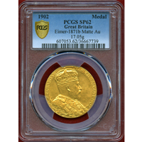 【SOLD】イギリス 1902年 金メダル エドワード7世戴冠記念 PCGS SP62Matte