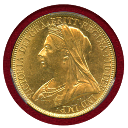 イギリス 1893年 2ポンド 金貨 ヴィクトリア オールドヘッド PCGS MS62