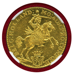 オランダ ホラント (1750) 7グルデン 金貨 リストライク NGC MS63