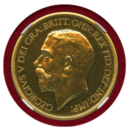 イギリス 1911年 5ポンド プルーフ 金貨 ジョージ5世 NGC PF64