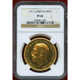 イギリス 1911年 5ポンド プルーフ 金貨 ジョージ5世 NGC PF64