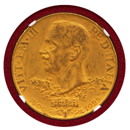 イタリア 1925R 100リレ 金貨 第一次世界大戦参戦10周年 NGC AU55