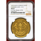 ドイツ ハンブルク 1679年 1/2ポルトガレッサー(5ダカット)  NGC MS62