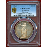 ドイツ フランクフルト 1862年 ターラー 銀貨 ドイツ連邦射撃祭 PCGS MS64