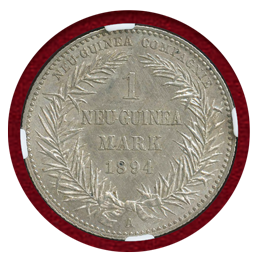 独領ニューギニア 1894A 1マルク 銀貨 極楽鳥 NGC MS62