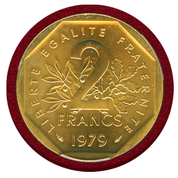 フランス 1979年 2フラン 金貨 ピエフォー 種を蒔く女神 PCGS SP69