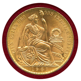 ペルー 1961年 100ソル 金貨 女神座像 PCGS MS66
