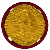 イタリア ミラノ 1621-65年 2ドッピエ 金貨 フェリペ4世 NGC MS62