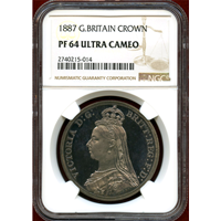 イギリス 1887年 クラウン 銀貨 ヴィクトリア ジュビリーヘッド NGC PF64UC