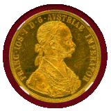 【SOLD】オーストリア 1914年 4ダカット 金貨 フランツヨーゼフ1世 オリジナル MS63