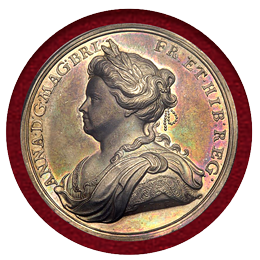 【SOLD】イギリス 1713年 アン女王 ユトレヒト条約締結記念銀メダル PCGS SP63