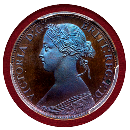 【SOLD】イギリス 1861 1/4ペニー 銅貨 ヴィクトリア バンヘッド PCGS PR65BR
