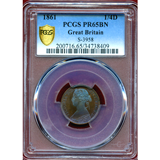 【SOLD】イギリス 1861 1/4ペニー 銅貨 ヴィクトリア バンヘッド PCGS PR65BR