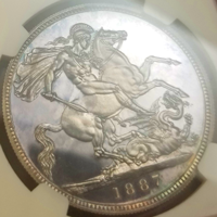 イギリス 1887年 クラウン 銀貨 ヴィクトリア ジュビリーヘッド NGC PF64UC