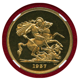 イギリス 1937年 5ポンド 金貨 ジョージ6世 NGC PF65UC
