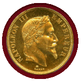 【SOLD】フランス 1865A 100フラン 金貨 ナポレオン3世有冠 PCGS MS63