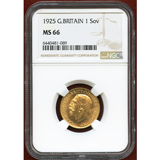 【SOLD】イギリス 1925年 ソブリン 金貨 ジョージ5世 NGC MS66