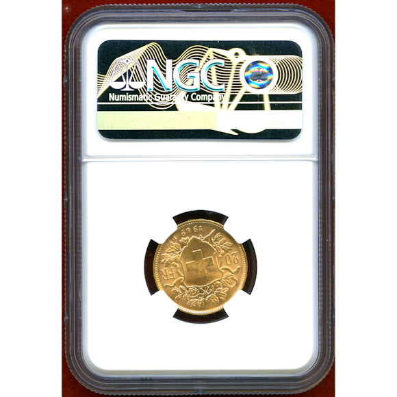 JCC | ジャパンコインキャビネット / 【SOLD】スイス 1949B 20フラン 金貨 アルプスの少女 NGC MS67