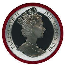 マン島 1990年 5クラウン銀貨 ペニーブラック切手150周年記念 NGC GEM PROOF