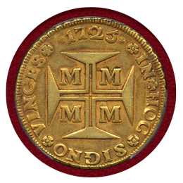 ブラジル 1725M 20000レイス 金貨 ジョアン5世 PCGS AU50