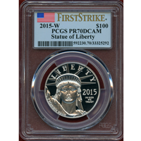 アメリカ 2015W 100ドル プラチナ貨 自由の女神 PCGS PR70DCAM FS