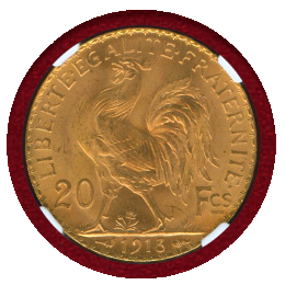 【SOLD】フランス 1913年 20フラン 金貨 マリアンヌ NGC MS66
