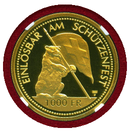 スイス 現代射撃祭 1994年 1000フラン 金貨 ザンクトガレン NGC PF69UC