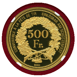 スイス 現代射撃祭 2014年 500フラン 金貨 シャフハウゼン NGC PF70UC