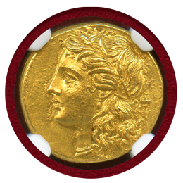 【SOLD】古代ギリシャ シラクサ 275-215BC デカドラクマ金貨 ヒエロン2世 NGC MS