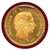 デンマーク 1900年 10クローネ 金貨 クリスチャン9世 PCGS MS66