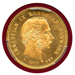 デンマーク 1900年 10クローネ 金貨 クリスチャン9世 PCGS MS66
