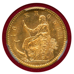 デンマーク 1900年 10クローネ 金貨 クリスチャン9世 PCGS MS66