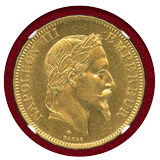 フランス 1869BB 100フラン 金貨 ナポレオン3世有冠 NGC MS61