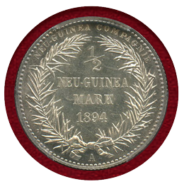 独領ニューギニア 1894A 1/2マルク 銀貨 極楽鳥 PCGS MS65