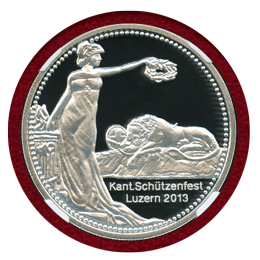 スイス 現代射撃祭 2013年 50フラン 銀貨 ルツェルン NGC PF69UC