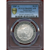 スイス 現代射撃祭 1987年 50フラン 銀貨 グラールス PCGS PR69DCAM