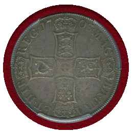イギリス 1703年 クラウン 銀貨 アン女王 VIGO PCGS AU58