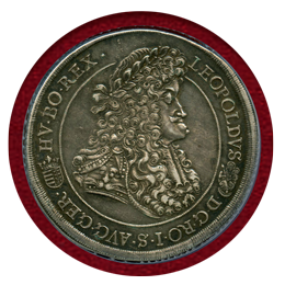 神聖ローマ帝国 ハンガリー 1692年 ターラー 銀貨 レオポルト1世 NGC AU55