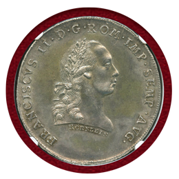 ドイツ 1793年 ターラー銀貨 レーゲンスブルク都市景観 フランツ2世 AU58