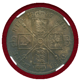 イギリス 1887年 2フローリン 銀貨 ヴィクトリア ジュビリーヘッド NGC MS63