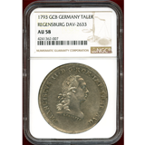 【SOLD】 ドイツ 1793GCB ターラー銀貨 レーゲンスブルク都市景観 フランツ2世 AU58