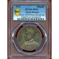 イギリス 1911年 銀メダル エドワード王子 PCGS SP63