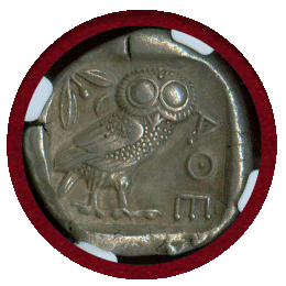 古代ギリシャ アテネ 440-404BC 4ドラクマ 銀貨 フクロウ NGC Ch XF