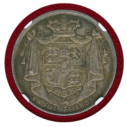 イギリス 1836年 1/2クラウン 銀貨 ウィリアム4世 "W.W." NGC MS62