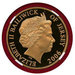 英領ジャージー島 2006年 5ポンド 金貨 エリザベス2世 生誕80年記念 NGC PF69UC