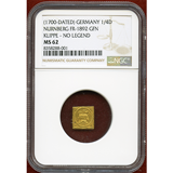 ドイツ 1700GFN 1/4 ラムダカット 金貨 神の子羊 クリッペ NGC MS62
